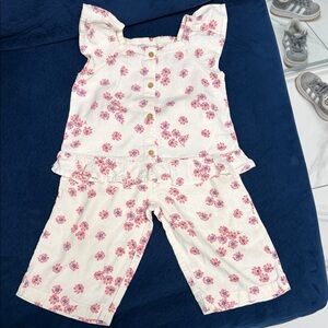 Carter's White and Pink Floral Kids Matching Set